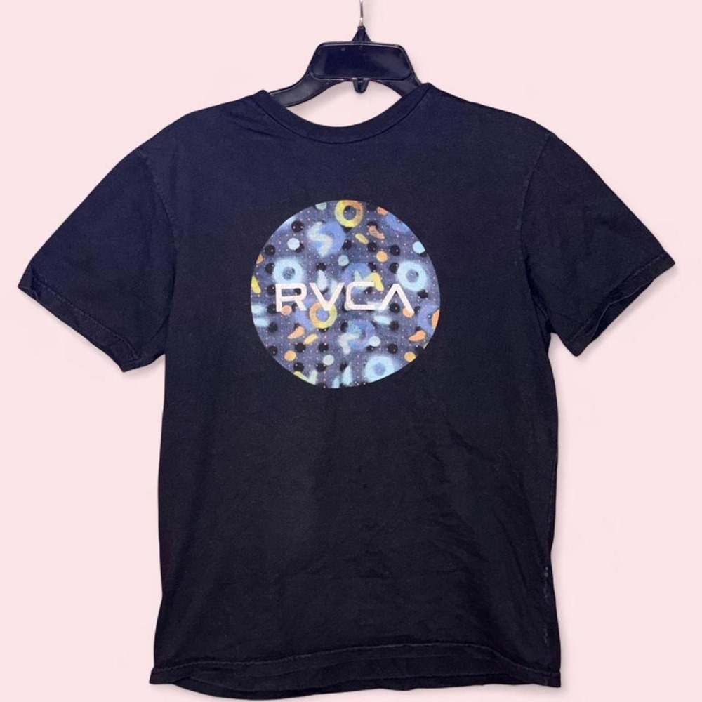 RVCA Black Cosmic Circle Logo Graphic T-Shirt Mens Medium Skate Surf Tee